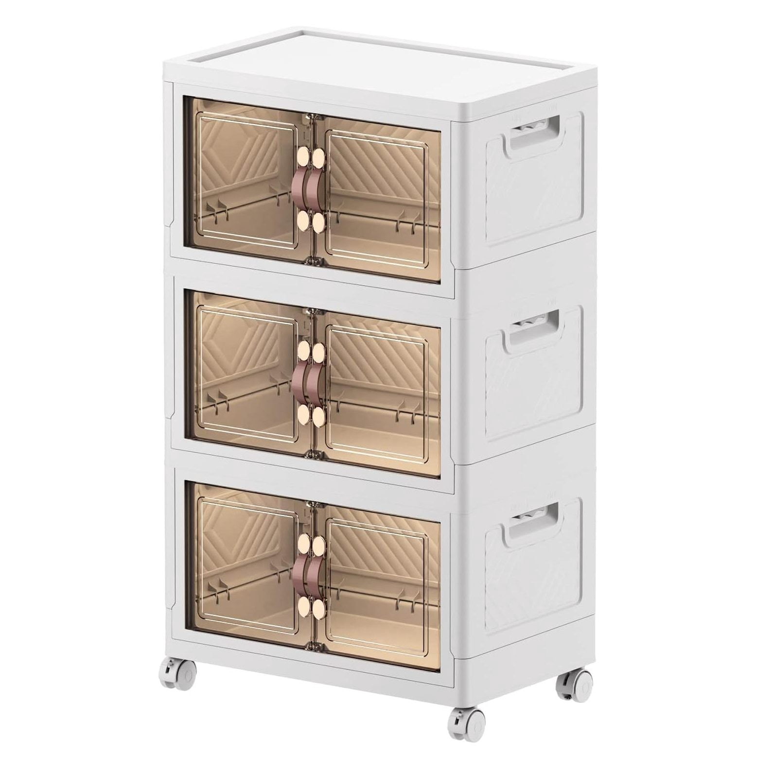 CodYinFI Stackable Storage Bins With Lids and Double Doors 3 Pack ...