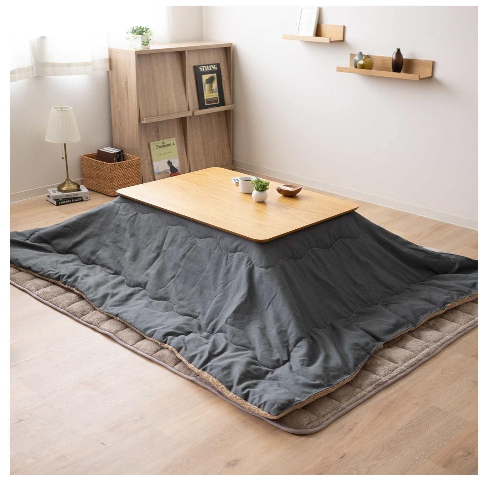 CodYinFI Stylish Denim & Fake Sheep Fur Boa Fleece Kotatsu Futon