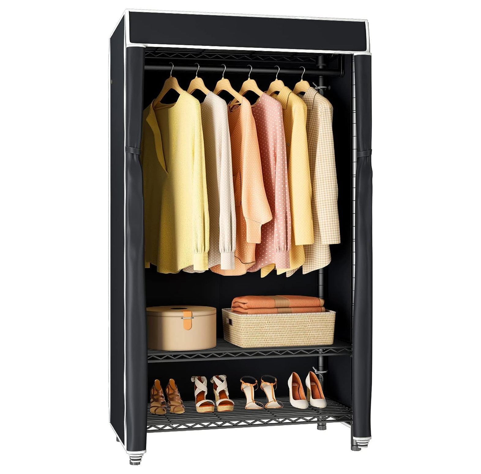 CodYinFI V1C Portable Closets with Cover Clothing Rack for Hanging