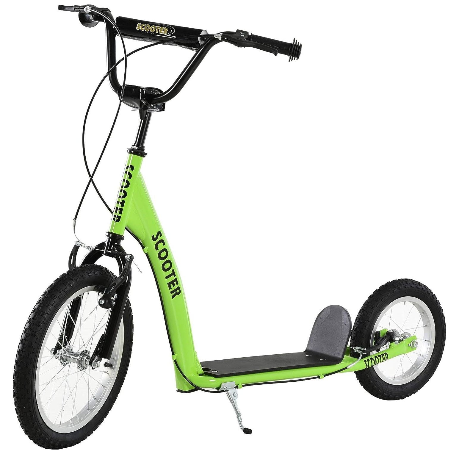 Green Adjustable Steel Frame Youth Kick Scooter with Dual Brakes