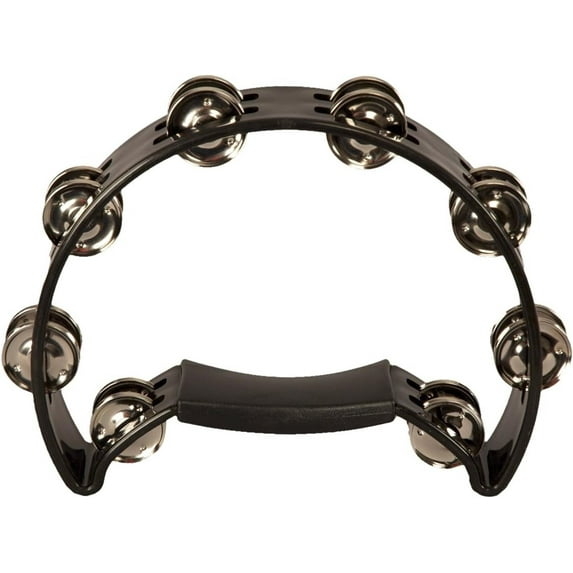 Coda Model DP-140-B - 8 Jingle Half Moon Professional Tambourine - Black