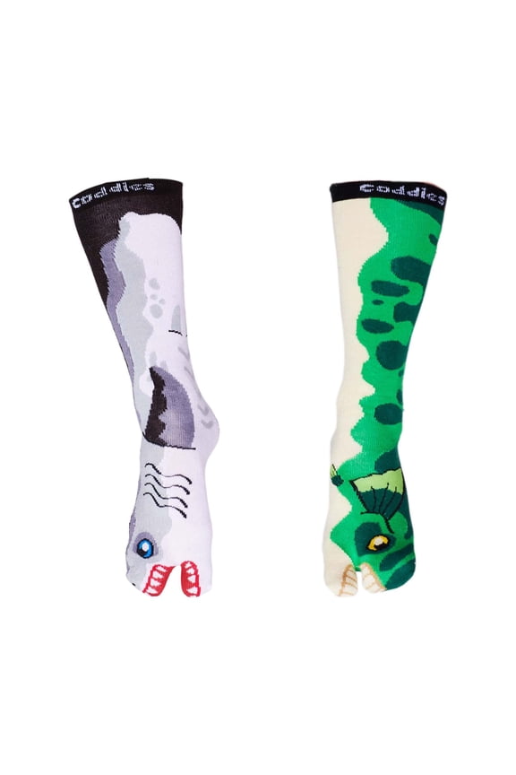 Two Toe Fish Socks (2 PK) | Funny Socks, Novelty Socks, Bass and Shark Sock Design