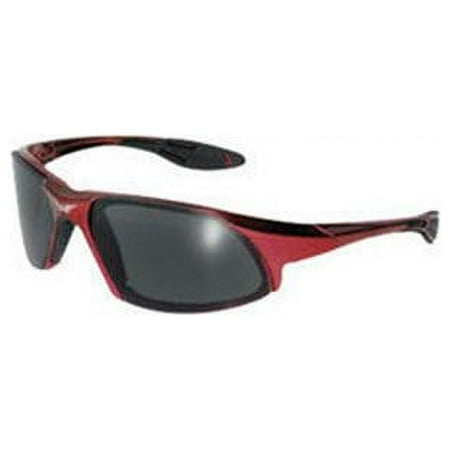 Code-8 CF Safety Glasses with Smoke Lenses and Red Frame
