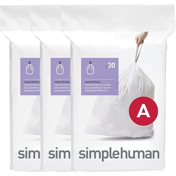 Code A 90 Count Custom Fit Liners, Drawstring Kitchen Trash Bags, One-by-One Mess-Free Dispense, Extra Thick & Double Seamed, 50% PCR Plastic, 4.5 Liter / 1.2 Gallon, White