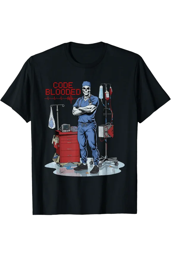 Code Blooded Er Nurse Emergency Room Department Tee T-Shirt Size S-5XL