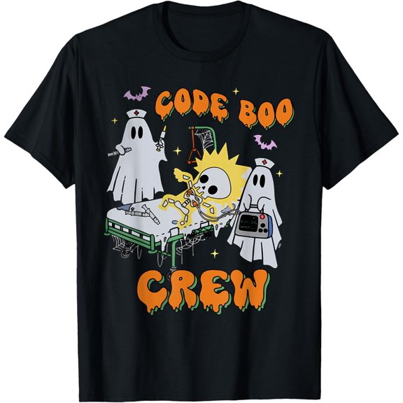 Code Boo Crew Funny Ghost Nurse Halloween Costume Nursing T-Shirt