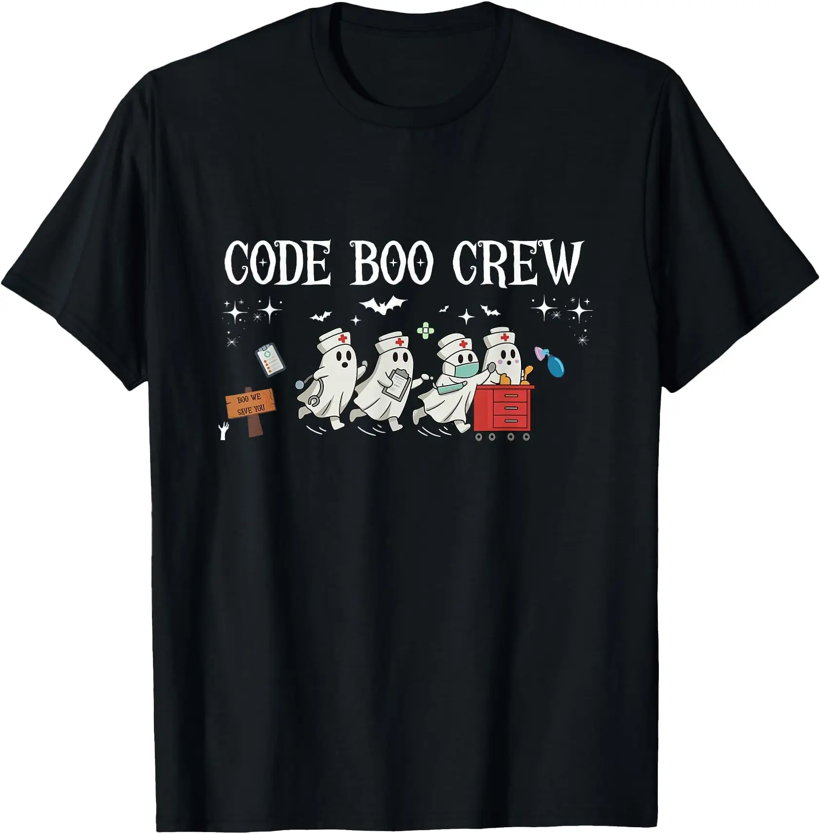 Code Boo Costume Code Boo Crew Halloween Ghost Nurse ER Nurse Spooky Season T-Shirt ...