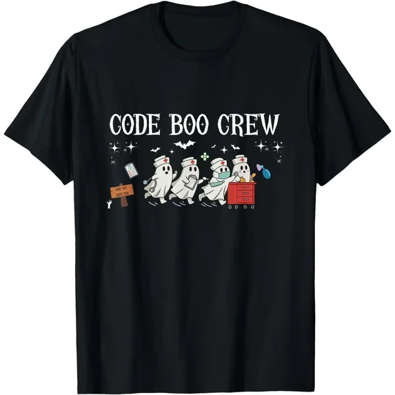 Code Boo Crew Halloween Ghost Nurse ER Nurse Spooky Season T-Shirt ...