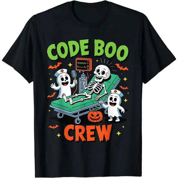 Code Boo Costume Code Boo Crew Medical Halloween Costume Nursing Hospital T-Shirt ...