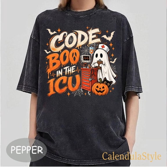 Code Boo ICU Shirt , ER Icu Nurse Halloween Tee, Medical Halloween T-shirt, ER Crew Outfit, Spooky Health Professional