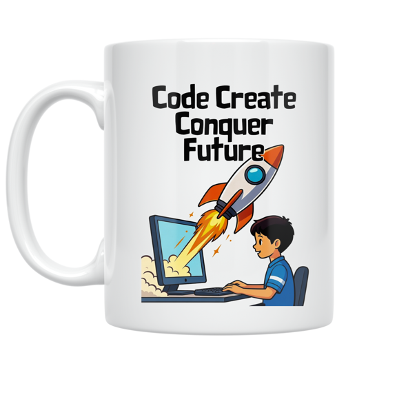 Code Create Conquer Future - Kid Tech Innovator - 11 oz Ceramic Coffee Mug