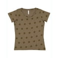 thumbnail image 1 of Code Five B03738543 Women Star Print Scoop Neck T-Shirt, Military Green Star - Small, 1 of 4