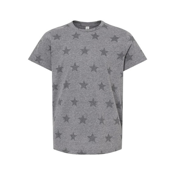 Code Five B04538586 Youth Star Print T-Shirt, Granite Heather Star - Extra Large