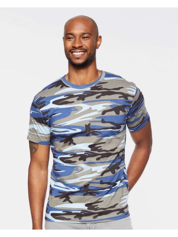Men's Camo T-Shirt - BLUE WOODLAND - S