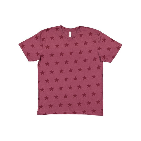 Code Five Men's Combed Ringspun Cotton Five Star Crew Neck Tee, Burgundy Star, 2X