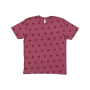 Code Five Men's Combed Ringspun Cotton Five Star Crew Neck Tee, Burgundy Star, Large