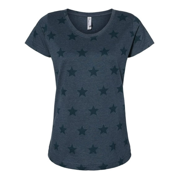 Code Five Women's Star Print Scoop Neck Tee