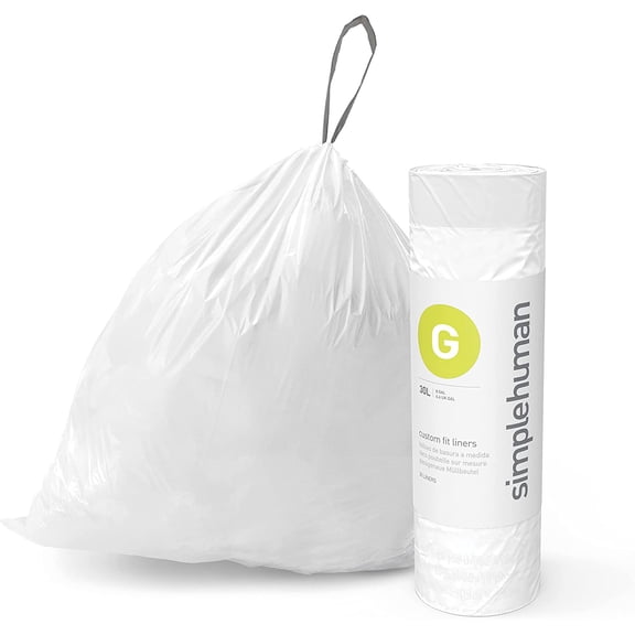 Code G Custom Fit Drawstring Trash Bags, 240 Count, 30 Liter / 8 Gallon, White