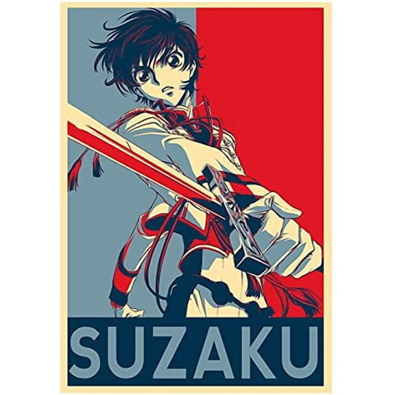 Code Geass Canvas Poster Suzaku Propaganda Anime Poster Wall Art (12x18 Unframed)