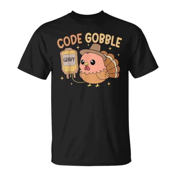 Code Gobble Turkey Cute Rn Cna Er Ed Nurse Thanksgiving TShirt ...