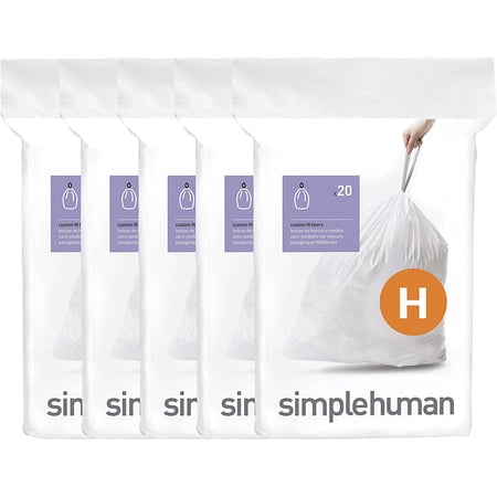 Code H 100 Count,Genuine Custom Fit Liners, Drawstring Trash Bags in Dispenser Packs, 30-35 Liter / 8-9 Gallon, White