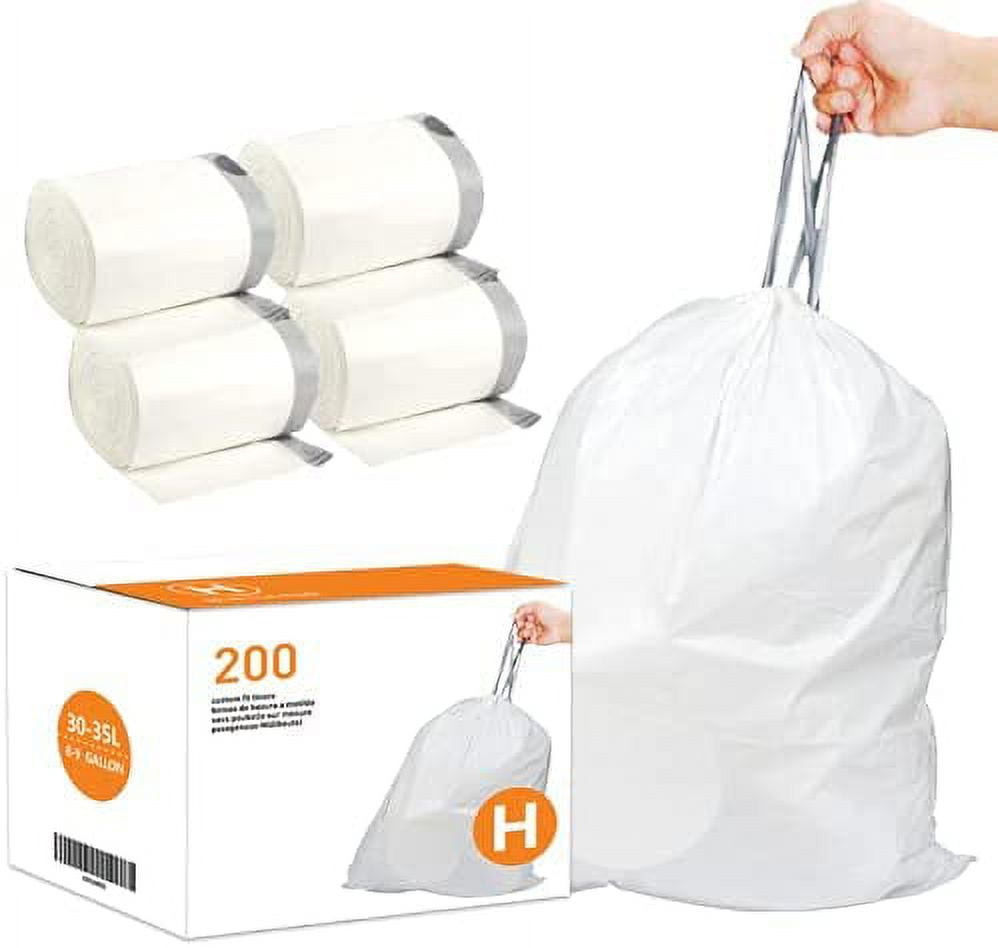 Code H (200 Count) Heavy Duty Drawstring Plastic Trash Bags 89 Gallon