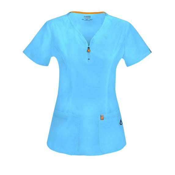Code Happy Bliss w Certainty Women Scrubs Top V Neck Plus Size 46600A 5XL Turquoise
