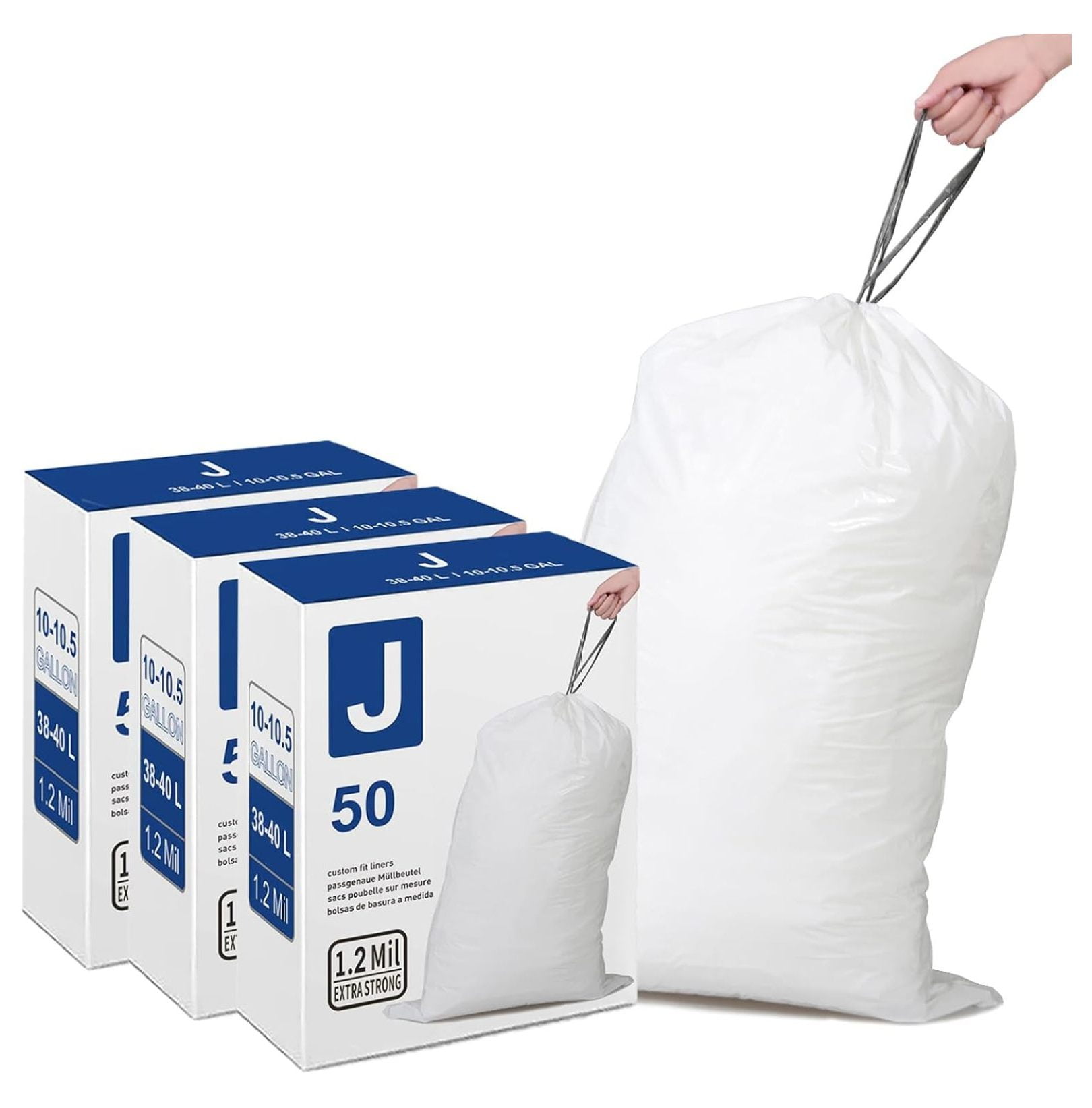 Code J 3 Packs (150 Count Total) 10-10.5 Gallon Heavy Duty 1.2 Mil ...