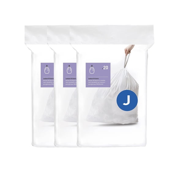 Code J Custom Fit Trash Can Liner  3 Refill Packs (60 Count) 30-45 Liter / 8-12 Gallon