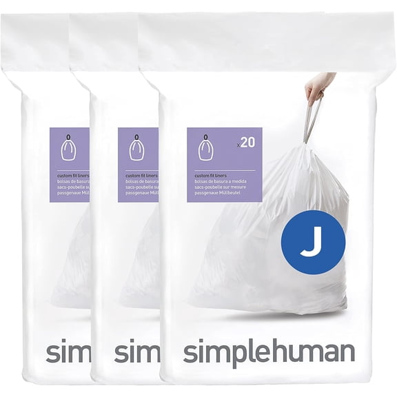 Code J Custom Fit Trash Can Liner, 3 refill packs (60 Count), 30-45 Liter / 8-12 Gallon