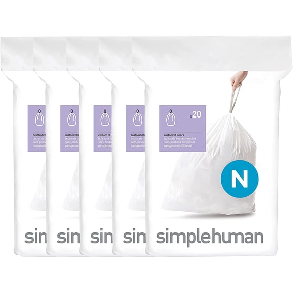 Code N 100 Count Custom Fit Liners, Drawstring Kitchen Trash Bags, One-by-One Mess-Free Dispense, Extra Thick & Double Seamed, 50% PCR Plastic, 30-50 Liter / 8-13 Gallon, White
