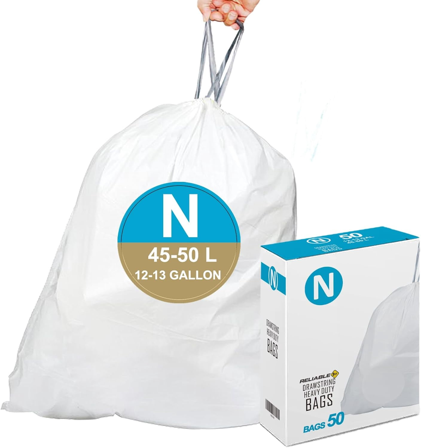 Code N Heavy Duty Trash Bags with Reinforced Drawstring for 12-13 ...