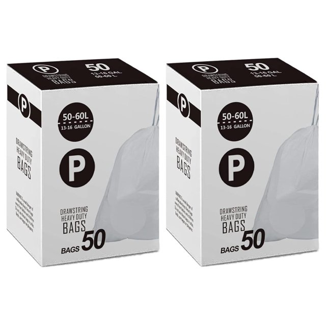 Code P 100 Count Drawstring Trash Bags Compatible with Code P 1.2 Mil