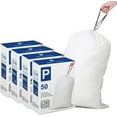thumbnail image 1 of Code P 4 Packs (200 Count Total) 13-16 Gallon Heavy Duty 1.2 Mil THICK Trash Bags with Reinforced Drawstring Compatible with simple Code P 1.2 Mil White Garbage Can Liners Leak-Proof Tear Resistant, 1 of 5
