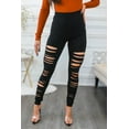 thumbnail image 1 of Code Shred Cut Out Destroyed Leggings, 1 of 8