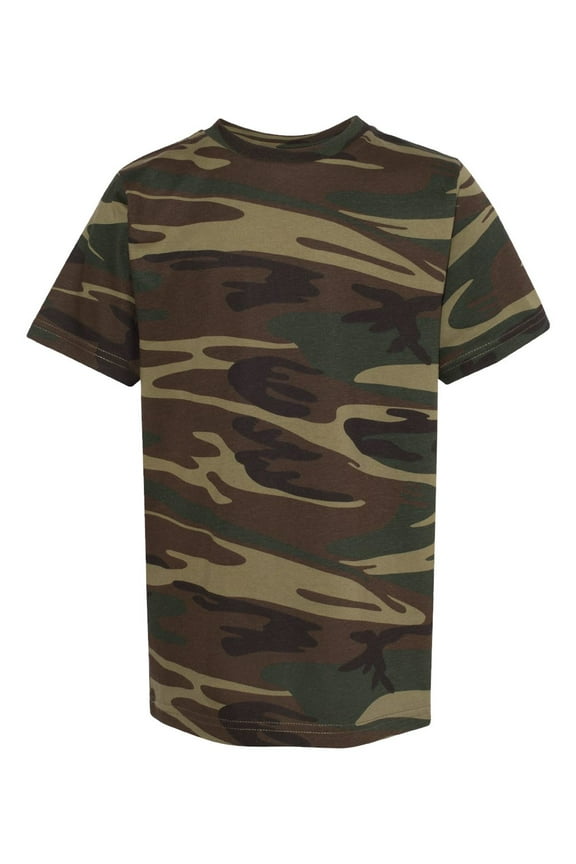Code V C52207 Youth Camo Ribbed Collar T-Shirt (2 PACK)