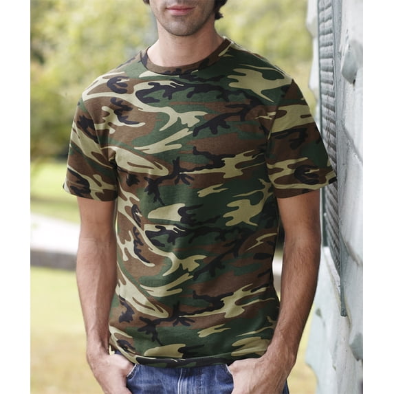 Code V Men's Short Sleeves Crew Neck Camo T-Shirt