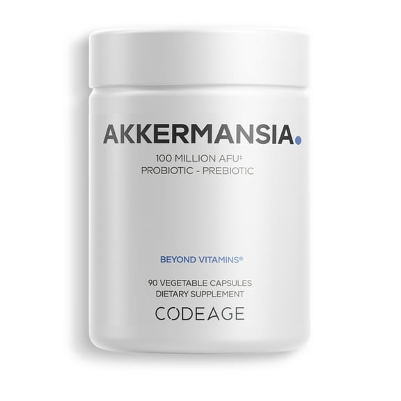 Codeage Akkermansia Muciniphila Probiotic Supplement - 3-Month Supply of Akkermansia Probiotic & Chicory Inulin - Daily Synbiotic Probiotic Chicory Root - 100 Million AFUs - Gluten-Free - 90 Capsules