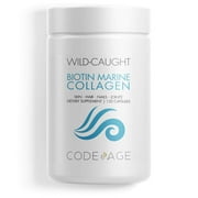 Codeage Biotin Marine Collagen Capsules, Wild-Caught Hydrolyzed Fish Collagen 1 & 3, Hyaluronic Acid, 120 ct