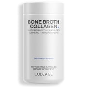 Codeage Bone Broth, Organic Bovine & Chicken Bone Broth, Grass-Fed Pasture-Raised Collagen Capsules, 180 ct