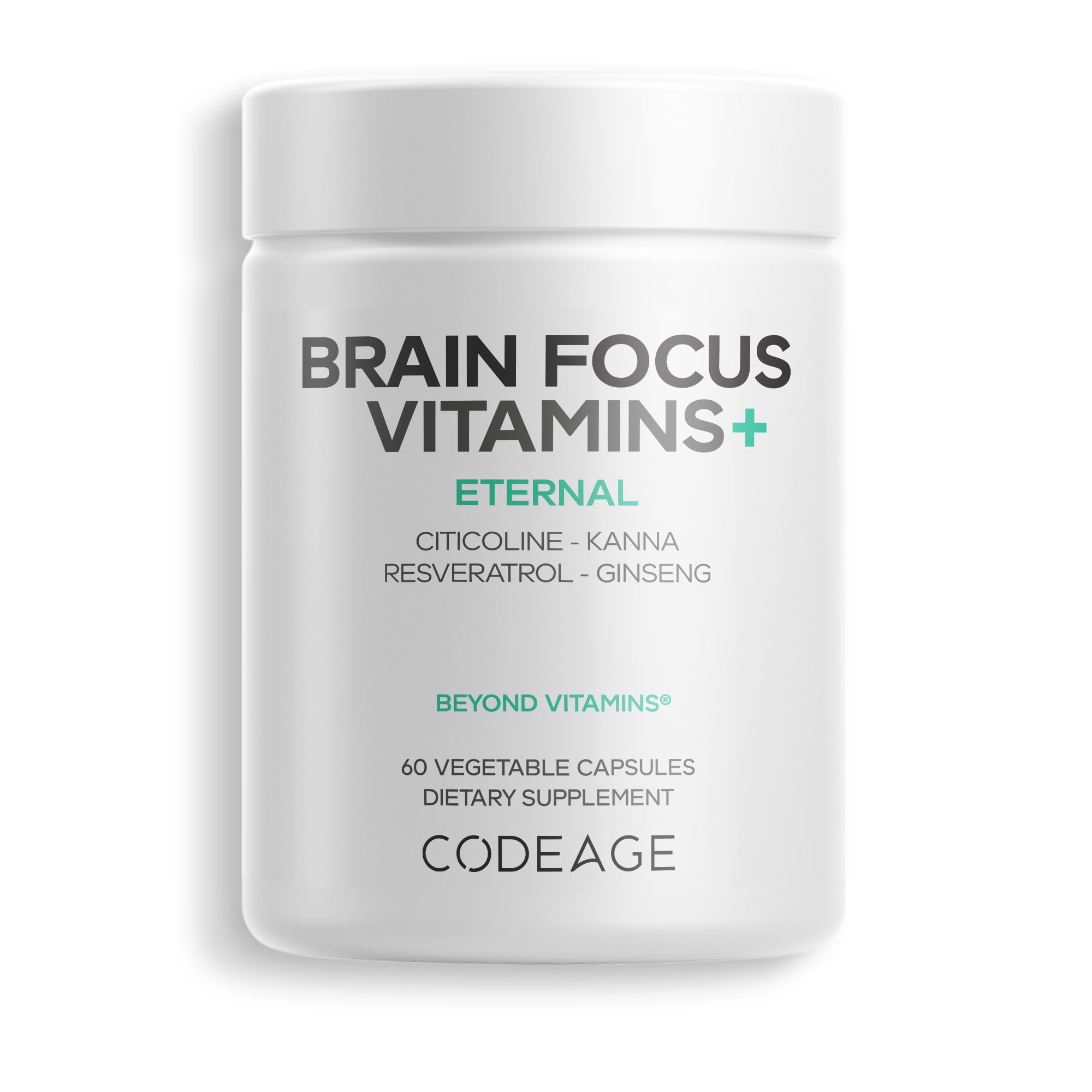 Codeage Brain Focus Vitamins+ Nootropic Supplement with Citicoline as Cognizin, Panax Ginseng, Resveratrol, Gotu Kola, Vitamin B12 Methylcobalamin - Liposomal Delivery - Non-GMO - 60 Capsules