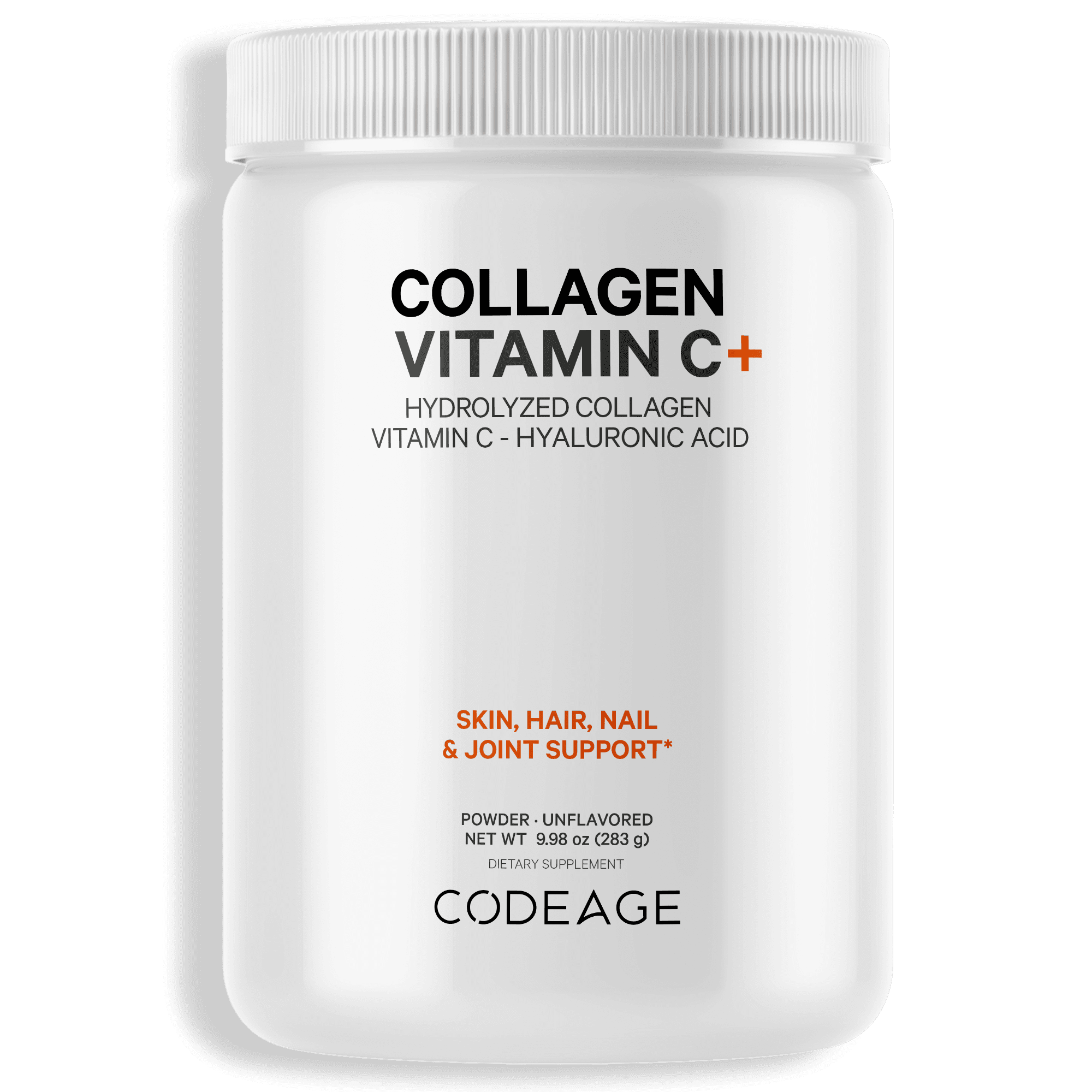 Codeage Collagen Peptides Powder, Type 1 & 3 Grass-Fed Bovine, Vitamin C, Enzymes, Hyaluronic Acid, 9.98 oz