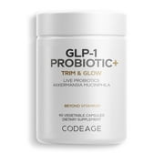 Codeage GLP-1 Probiotic+ - Live Probiotics Akkermansia, Clostridium, Bifidobacterium, Chicory Inulin Probiotic, Prebiotics & Postbiotics Supplement - 500 Million AFU, 3-Month Supply - 90 Capsules