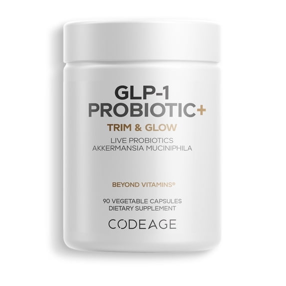 Codeage GLP-1 Probiotic+ - Live Probiotics Akkermansia, Clostridium, Bifidobacterium, Chicory Inulin Probiotic, Prebiotics & Postbiotics Supplement - 500 Million AFU, 3-Month Supply - 90 Capsules