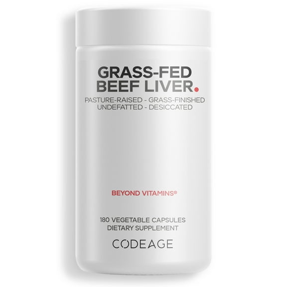 Codeage Grass-Fed Beef Liver, Grass-Finished, Pasture-Raised, Freeze-Dried Glandular Supplement, 180 ct