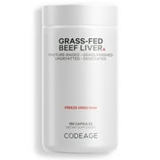 Codeage Grass-Fed Beef Liver, Grass-Finished, Pasture-Raised, Freeze-Dried Glandular Supplement, 180 ct