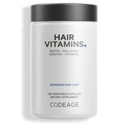 Codeage Hair Vitamins, Biotin 10mg, Keratin, Collagen Capsules, Zinc, Probiotics, Omega-3, Enzymes, 120 ct