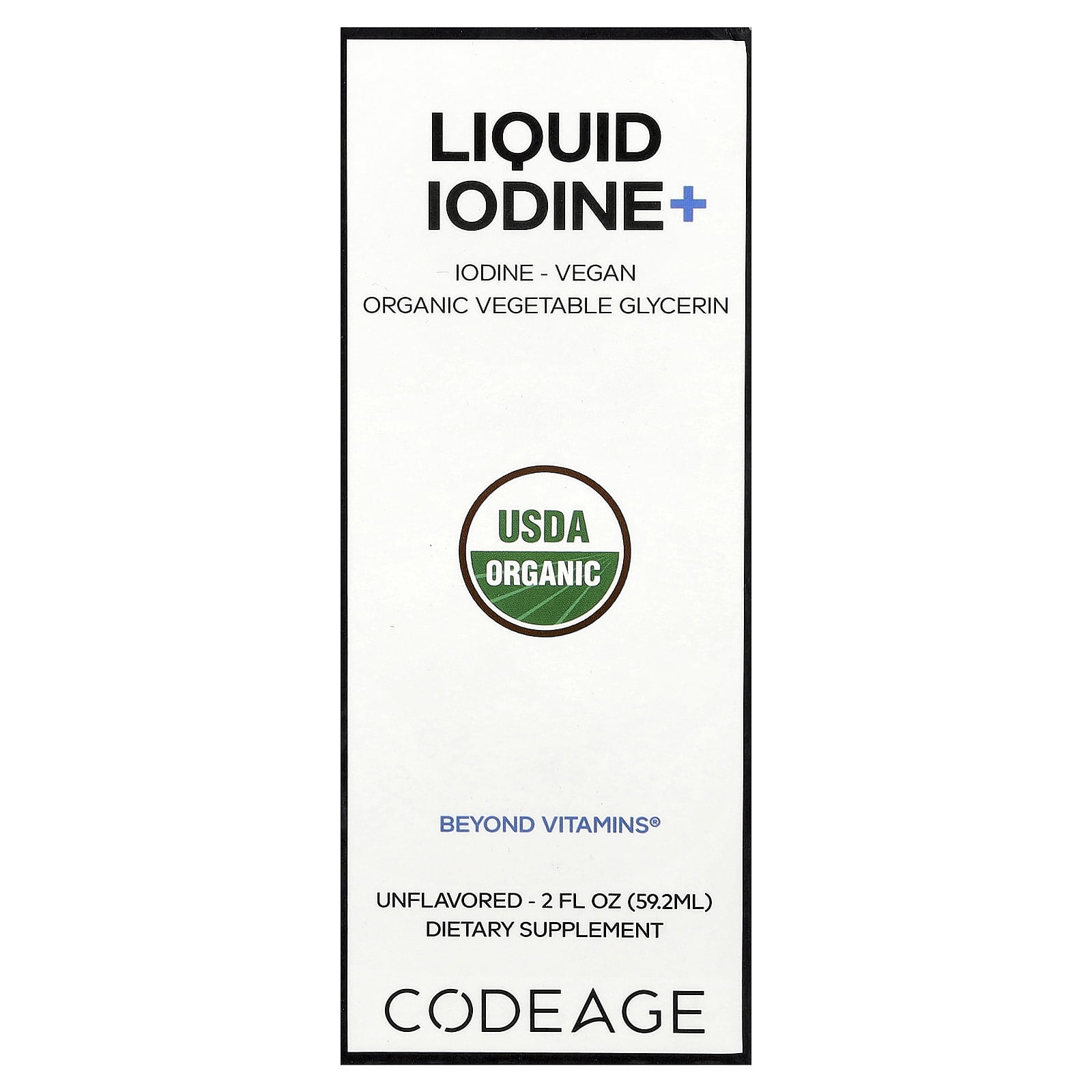 Codeage USDA Organic Iodine Drops – 250 Mcg - 1+ Year Supply - Liquid Iodine Supplement – Iodine Drops Solution - Pure, Clear Iodine - Vegan Iodine Liquid Drop - 2 fl oz
