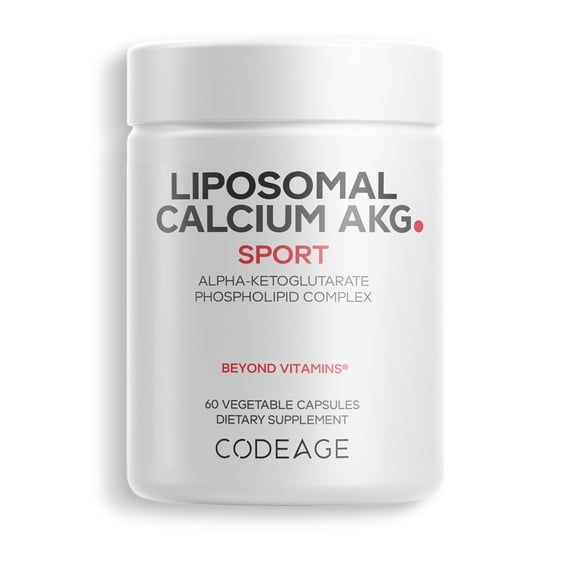 Codeage Liposomal Calcium AKG Capsules, Pure Alpha Ketoglutarate Supplement, Phospholipids, 60 ct