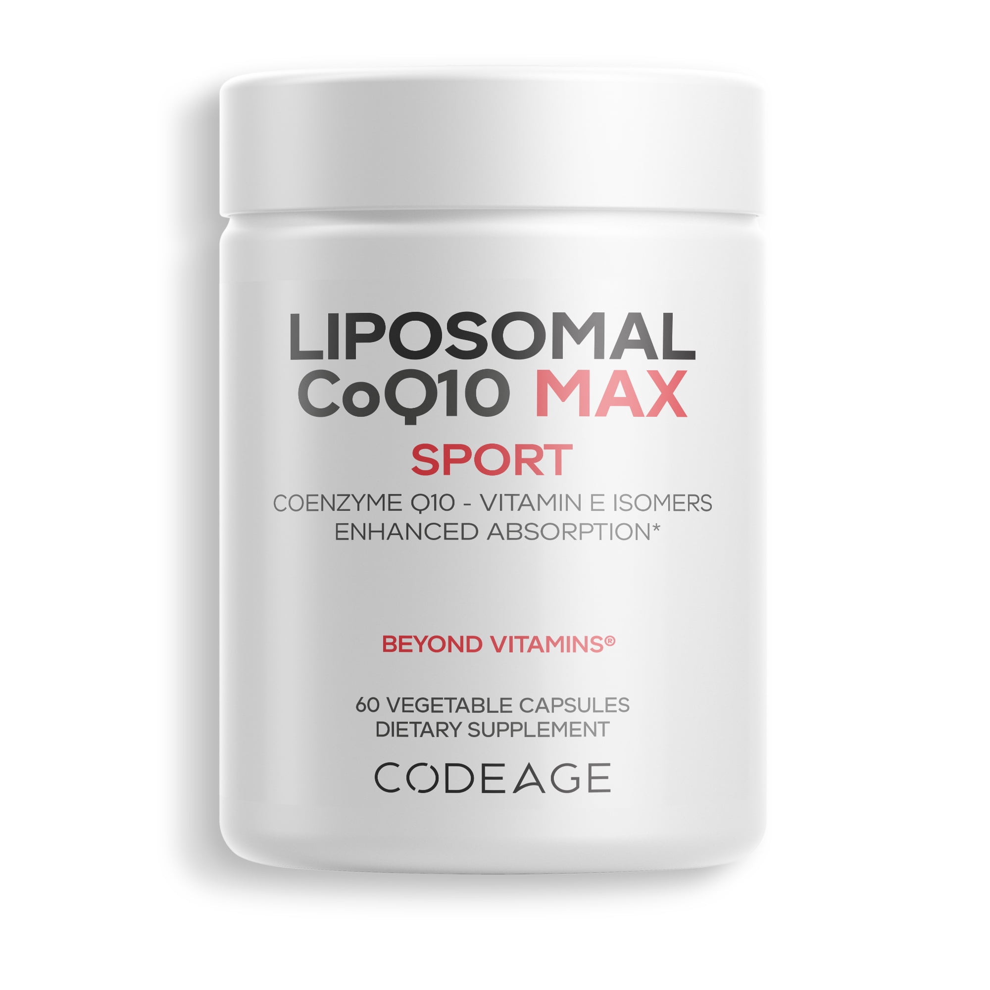 Codeage Liposomal CoQ10, Vitamin E Tocopherols & 250 mg Coenzyme Q10, Cardiovascular Support, 60 ct